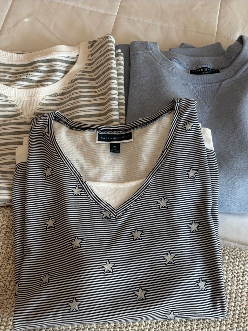 Set of 3 Karen Scott tops/sweatshirt.  NWT size XL